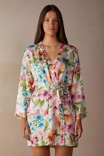 Intimssimi Botanical Lyrics Satin Kimono Print | XUSBH40751