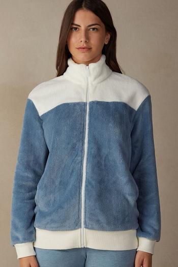 Intimssimi Color Block Fleece Bomber Blue | GUSUC44998