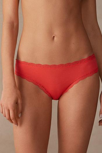 Intimssimi Cotton and Lace Panties Orange | USJKU87563