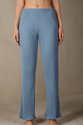 Intimssimi Cozy Mountains Ribbed Pants Blue | TUSWZ93914