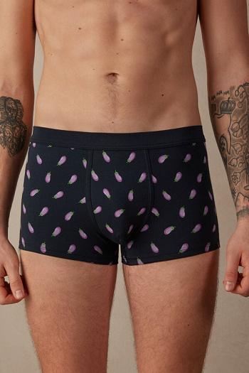 Intimssimi Eggplant Boxers in Stretch Supima® Cotton Blue | USIIZ90524