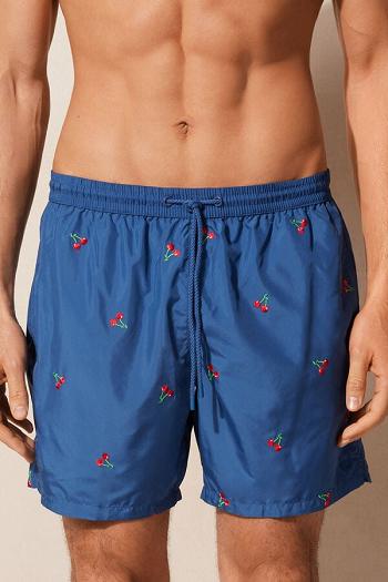 Intimssimi Embroidered Cherry Swim Trunks Blue | UUSTG89605