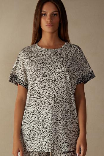 Intimssimi Floral Affair Short Sleeve Cotton T Shirt White | USJVR84535