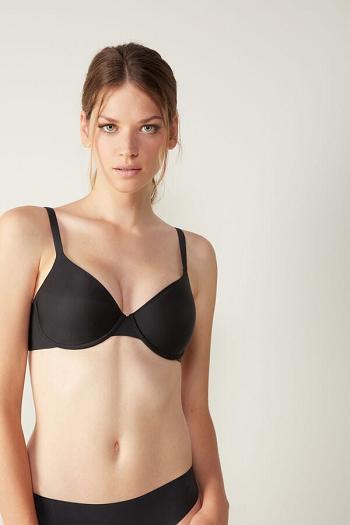 Intimssimi Francesca Ultralight Microfiber Balconette Bra Black | USICD92805