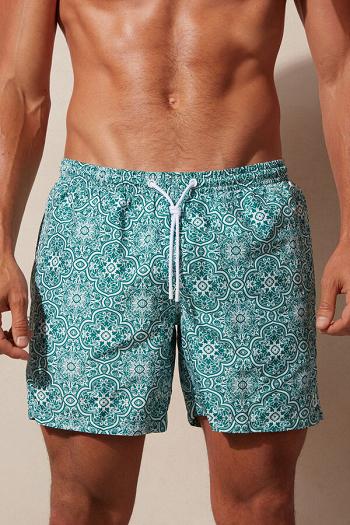 Intimssimi Green Majolica Print Swim Trunks Blue | LUSTR67681