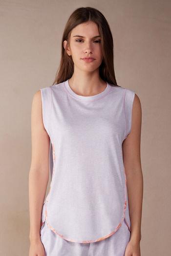 Intimssimi Iris and Apricot Ultrafresh Supima® Cotton Tank Top Violet | FUSUI61234