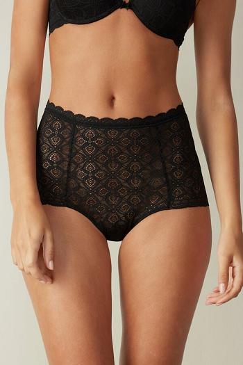 Intimssimi Lace High Waist Hipster Black | USCVG17522