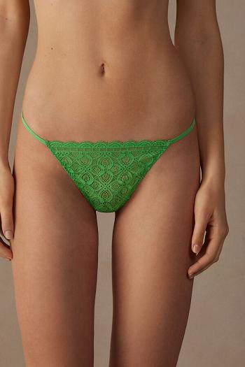 Intimssimi Lace String Thong Green | USQAV60456