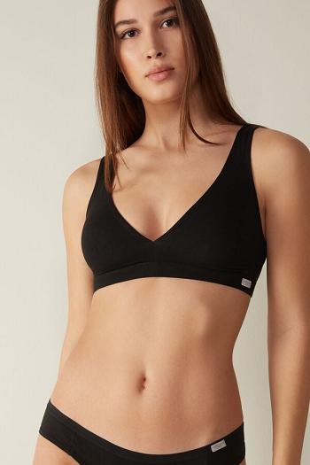 Intimssimi Lara Cotton Triangle Bra Black | ZUSMJ92227