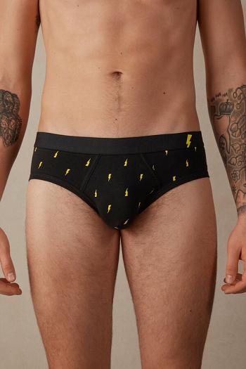 Intimssimi Lightning Bolt Briefs in Stretch Supima® Cotton Black | USNEJ34480