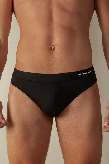 Intimssimi Logo Detailed Microfiber Thong Black | EUSVG98165