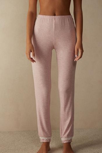 Intimssimi Long Modal Lace Detail Trousers Pale Pink | XUSGW51272