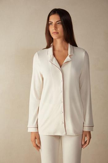 Intimssimi Long-Sleeve Micromodal Pajama Top Natural | TUSWZ50459