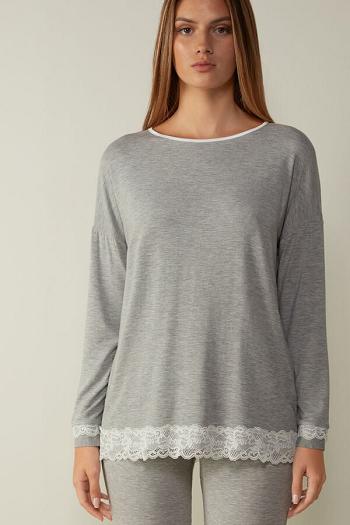 Intimssimi Long-Sleeve Round-Neck Modal Top Grey | USEGJ14521