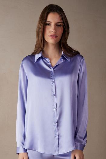 Intimssimi Long Sleeve Silk Shirt Violet | SUSNY45132