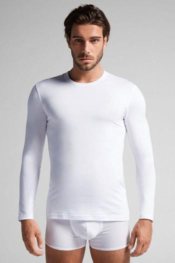 Intimssimi Long-Sleeve Stretch Supima Cotton Top White | USJKU62946