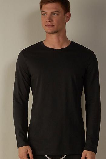 Intimssimi Long-Sleeve Supima® Cotton Top Black | BUSSD33213