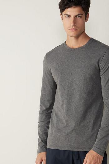 Intimssimi Long-Sleeve Supima® Cotton Top Dark Grey | EUSVG84852