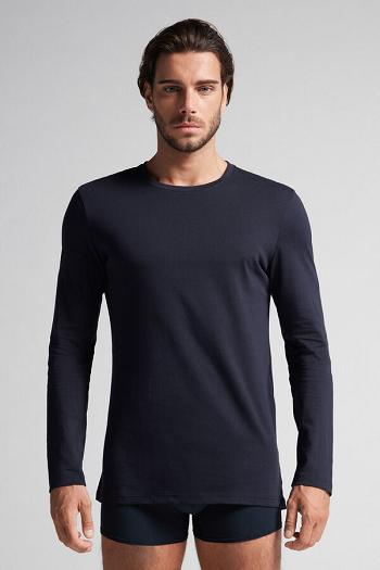 Intimssimi Long-Sleeve Supima® Cotton Top Blue | XUSBH73401