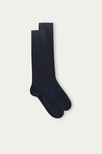 Intimssimi Long Socks in Stretch Supima® Cotton Blue | BUSSD93189