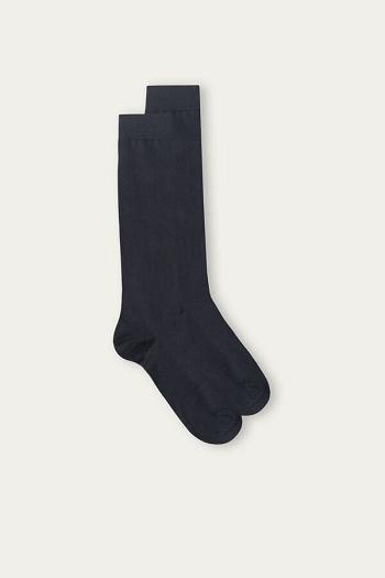 Intimssimi Long Socks in Stretch Supima® Cotton Grey | LUSTR58300