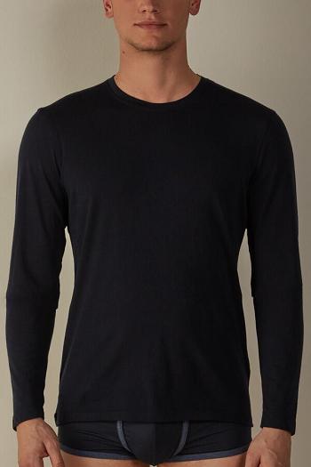 Intimssimi Long-sleeve Crew-Neck Merino-Wool Top Blue | USICD70136