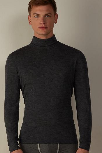 Intimssimi Long-sleeve High-Neck Merino-Wool Top Dark Grey | USZDE89606