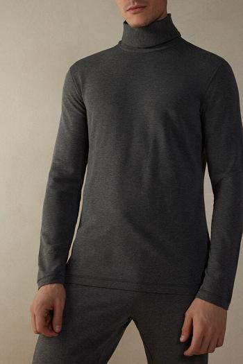 Intimssimi Long-sleeve High-Neck Modal-Cashmere Top Dark Grey | USJBT52854