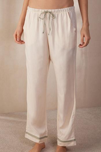 Intimssimi Lost in Fields Full Length Pants in Plain-weave Modal White | USNZX19304