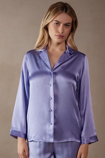 Intimssimi Mannish-Cut Jacket in Silk Satin Violet | UUSND57287