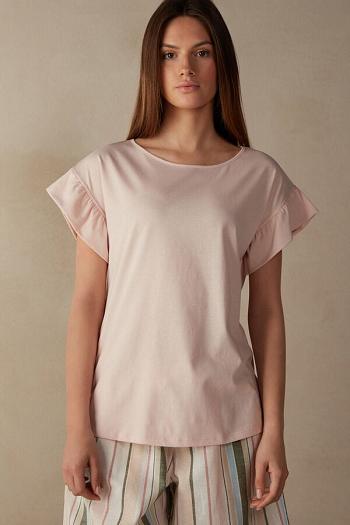 Intimssimi Marine Holidays Short Sleeve Top in Supima® Ultrafresh Cotton Pink | USCIF79317