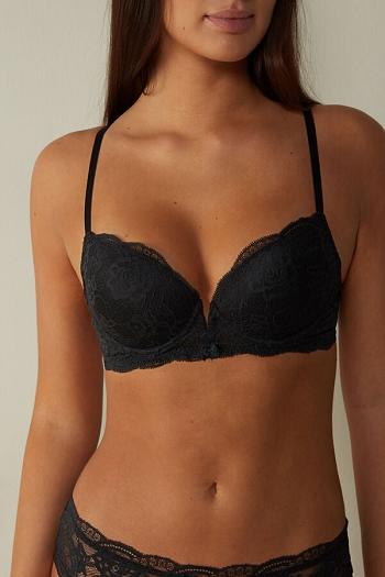 Intimssimi Mia Lace Super Push-Up Bra Black | TUSWZ66725