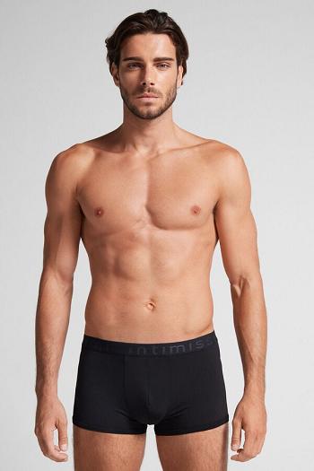 Intimssimi Microfiber Logo Boxer Shorts Black | USCVG34869