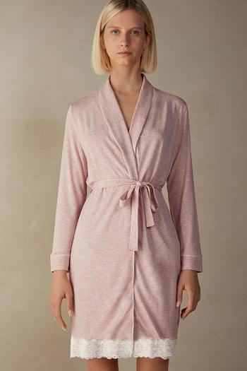 Intimssimi Modal Lace Detail Robe Pale Pink | BUSSO56631