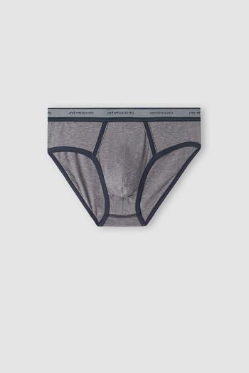 Intimssimi Natural Fresh Supima® Cotton Briefs with Logo Dark Grey | QUSUV90327