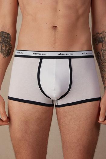 Intimssimi Natural Fresh Supima® Cotton Boxers with Logo White | QUSWA44589