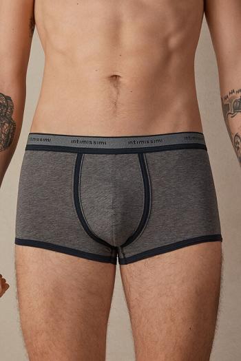 Intimssimi Natural Fresh Supima® Cotton Boxers with Logo Dark Grey | USIIZ61071