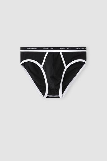 Intimssimi Natural Fresh Supima® Cotton Briefs with Logo Black | USJVR78333