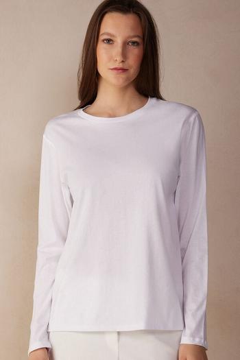 Intimssimi Oversized Long Sleeve Top in Supima® Cotton White | QUSUV24944