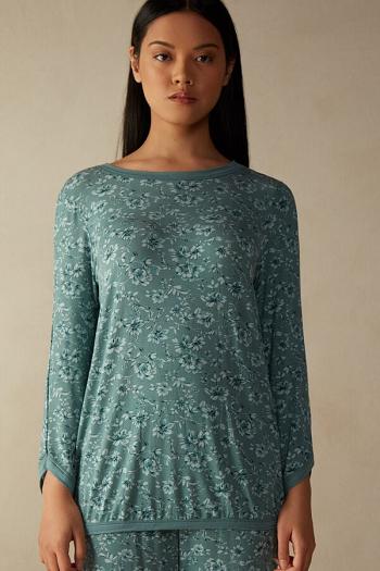 Intimssimi Prairie Bouquet Long Sleeve Top Green | UUSTG61657