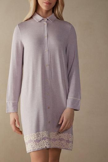 Intimssimi Pretty Flower Open Front Nightshirt Violet | LUSTR99839