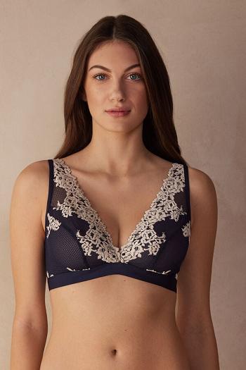 Intimssimi Pretty Flowers Lara Triangle Bra Blue | USDFL93536