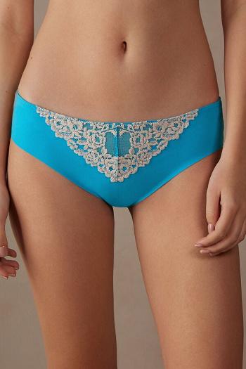 Intimssimi Pretty Flowers Seamless Cotton Panties Blue | USJZR67197