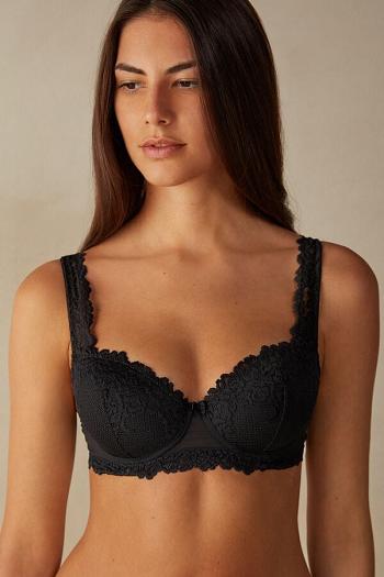 Intimssimi Pretty Flowers Sofia Balconette Bra Black | AUSWC68564