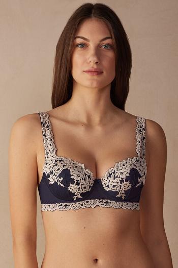 Intimssimi Pretty Flowers Sofia Balconette Bra Blue | USJKU60653