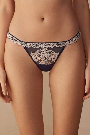 Intimssimi Pretty Flowers String Thong Blue | USQCS10164