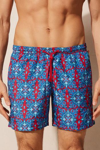 Intimssimi Red Moroccan Print Swim Trunks Blue | BUSSD27993