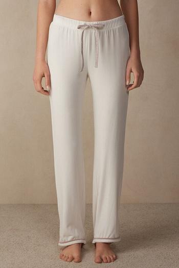 Intimssimi Romantic Bedroom Full Length Pants in Modal with Wool White | LUSSX57453