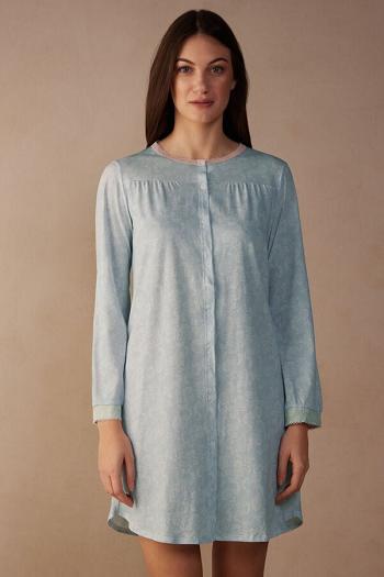 Intimssimi Romantic Cashmere Button Up Night Shirt Light Blue | FUSUI48877