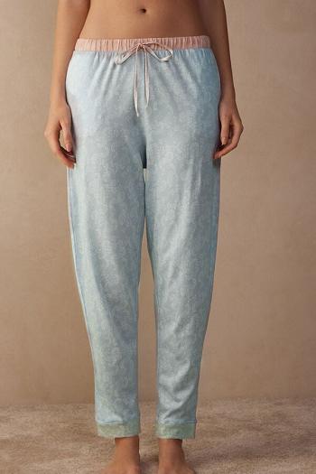 Intimssimi Romantic Cashmere Full Length Cotton Pants Light Blue | SUSNY10019